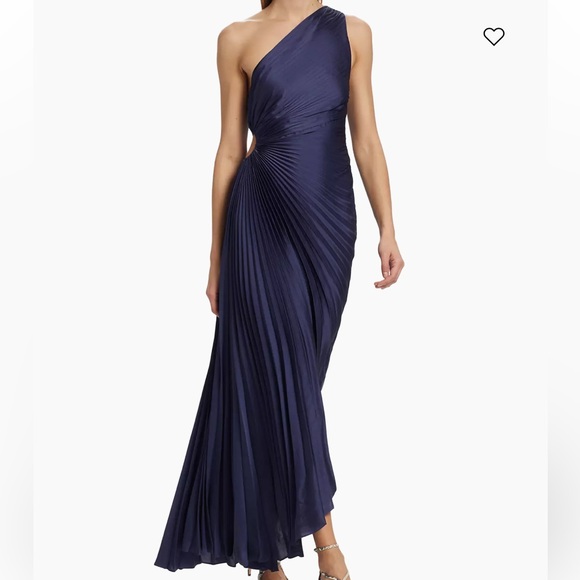 A.L.C. Delfina Asymmetrical Pleated Dress in Navy - Picture 4 of 11